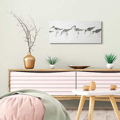 Stupell Home Decor Beach Bird Sandpipers Minimal Grey White Canvas Wall Art