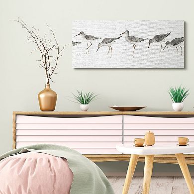 Stupell Home Decor Beach Bird Sandpipers Minimal Grey White Canvas Wall Art