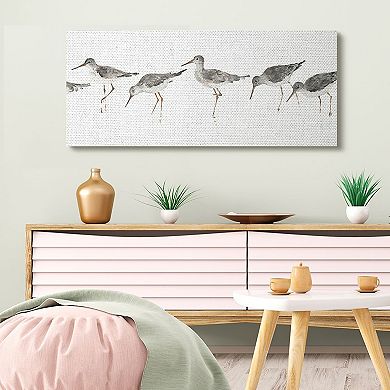 Stupell Home Decor Beach Bird Sandpipers Minimal Grey White Canvas Wall Art