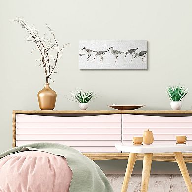 Stupell Home Decor Beach Bird Sandpipers Minimal Grey White Canvas Wall Art