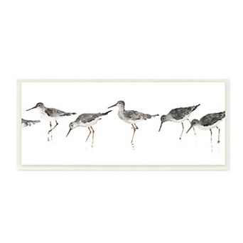 Stupell Home Decor Beach Bird Sandpipers Minimal Grey White Wall Art