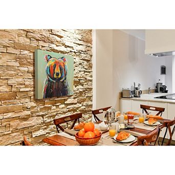 Stupell Home Decor Abstract Colorful Painted Black Bear Canvas Wall Art