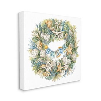 Stupell Home Decor Holiday Beach Seashell Wreath Christmas Canvas Wall Art