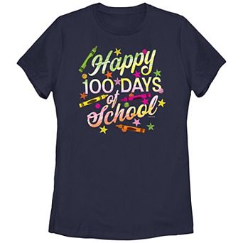 Juniors' Crayola Happy 100 Days Of School Graphic Tee