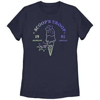 Juniors' Stranger Things Scoop's Troop Graphic Tee