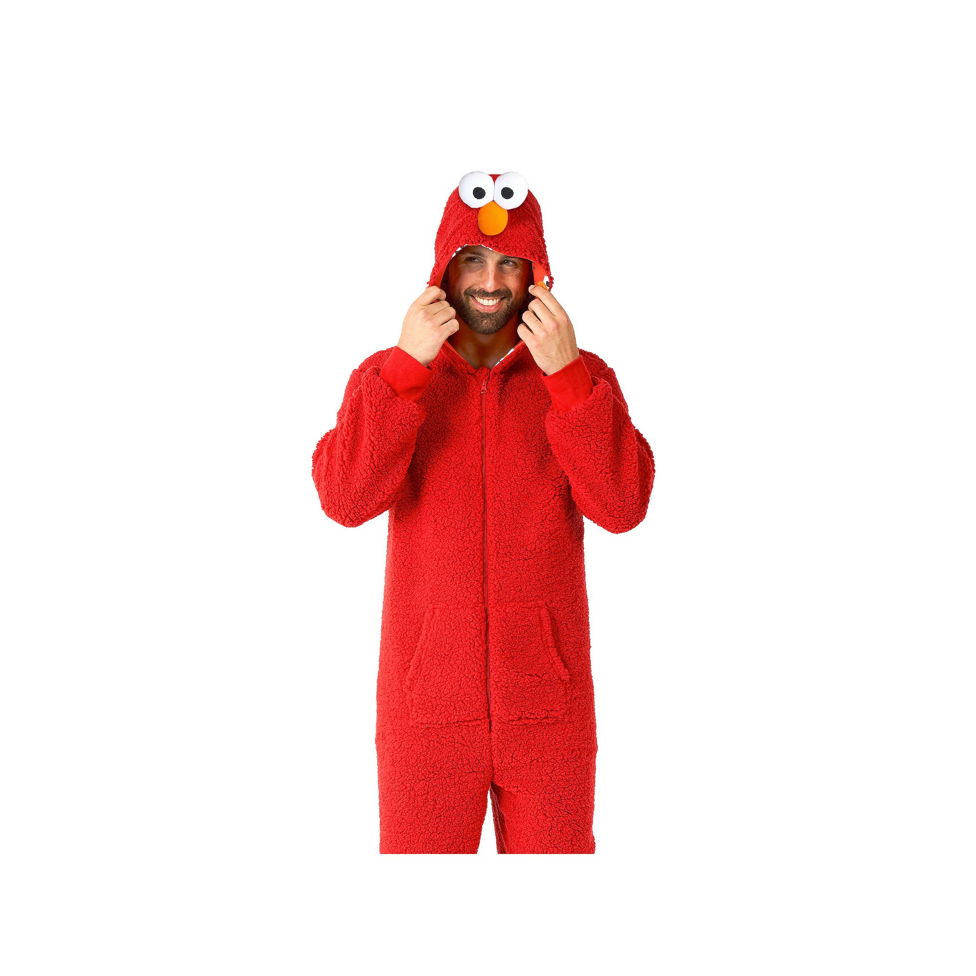 Mens OppoSuits Sesame Street Elmo One-Piece Pajamas, Size: Large, Red