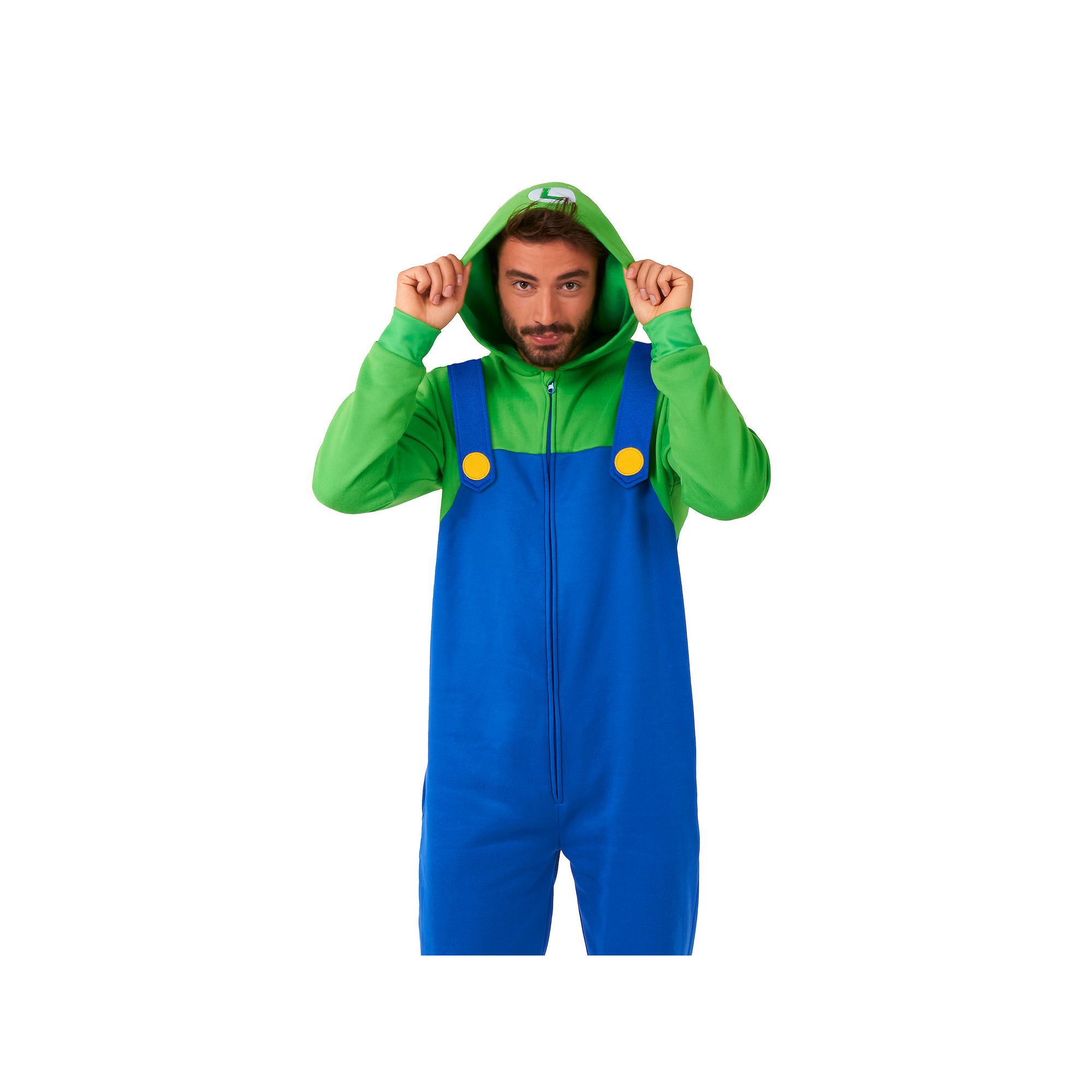 Mens OppoSuits Nintendo Super Mario Luigi One-Piece Pajamas, Size: XXL, Bl