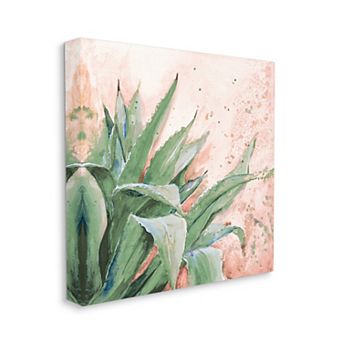 Stupell Home Decor Succulent Plant Leaves Paint Splatter Canvas Wall Art