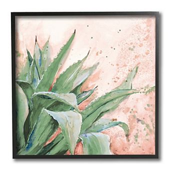 Stupell Home Decor Succulent Plant Leaves Paint Splatter Framed Canvas Wall Art