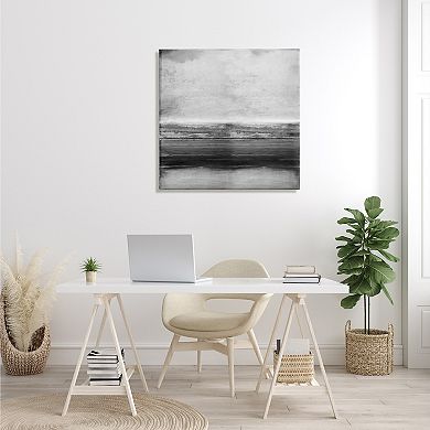 Stupell Home Decor Monochromatic Grey Rustic Layered Shades Canvas Wall Art