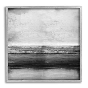 Stupell Home Decor Monochromatic Grey Rustic Layered Shades Framed Canvas Wall Art