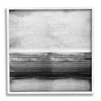 Stupell Home Decor Monochromatic Grey Rustic Layered Shades Framed Canvas Wall Art