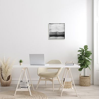 Stupell Home Decor Monochromatic Grey Rustic Layered Shades Framed Canvas Wall Art