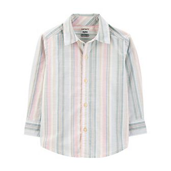 Toddler Boys Carter's Striped Long Sleeve Button Front Shirt