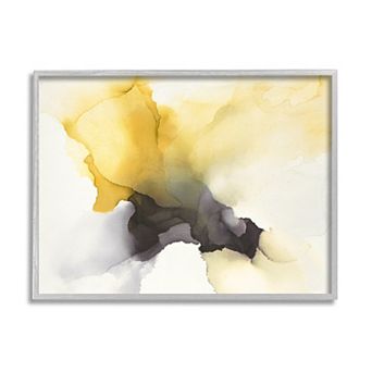 Stupell Home Decor Futuristic Yellow Cloud Abstraction White Framed Canvas Wall Art