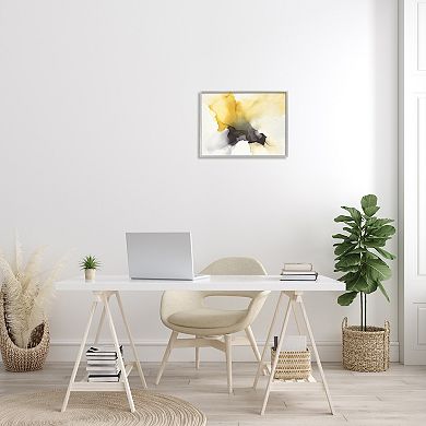Stupell Home Decor Futuristic Yellow Cloud Abstraction White Framed Canvas Wall Art