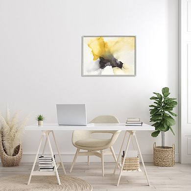 Stupell Home Decor Futuristic Yellow Cloud Abstraction White Framed Canvas Wall Art