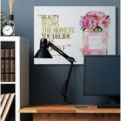 Stupell Home Decor Fashion Designer Perfume Gold Pink Canvas Wall Art