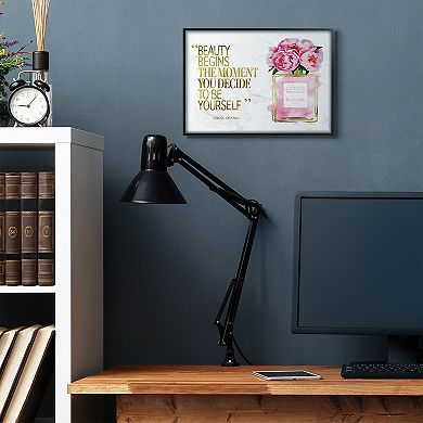 Stupell Home Decor Fashion Designer Perfume Gold Pink Framed Canvas Wall Art