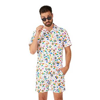 Men's Suitmeister Pride Icons Slim Fit Short Sleeve Button Down Shirt & Shorts Set
