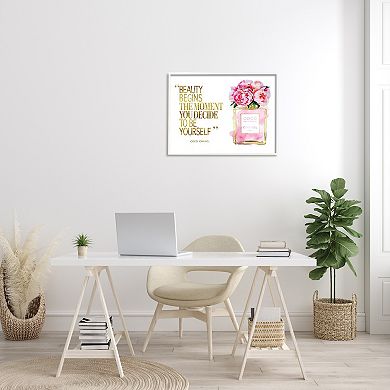 Stupell Home Decor Fashion Designer Perfume Gold Pink Framed Canvas Wall Art
