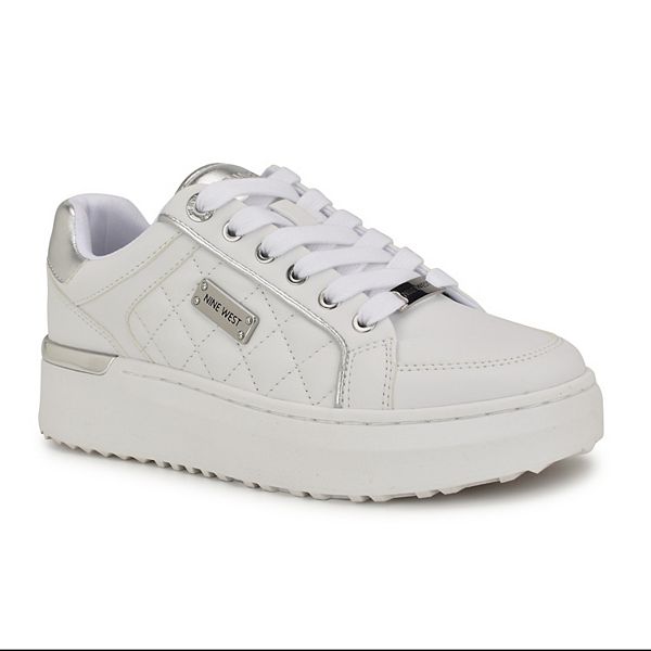 Nine West Cafee Women's Platform Sneakers - White Silver (9.5)