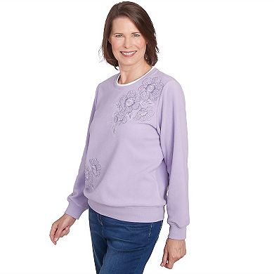 Women's Alfred Dunner Classic Sherpa Floral Embroidered Top