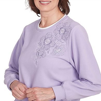 Women's Alfred Dunner Classic Sherpa Floral Embroidered Top