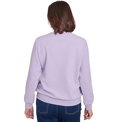 Women's Alfred Dunner Classic Sherpa Floral Embroidered Top