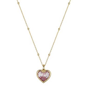 Brilliance 14k Gold Plated Pink Crystal Heart Shaker Pendant Necklace