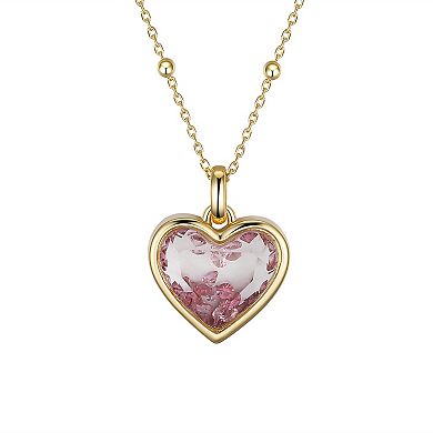 Brilliance 14k Gold Plated Pink Crystal Heart Shaker Pendant Necklace