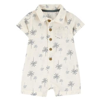Baby Boy Carter's Palm Tree Button-Down Short Sleeve Romper