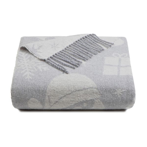 Discover Europe - Made in Italy La Limonaia Tessuti Jacquard Figurines Throw - Pearl Grey
