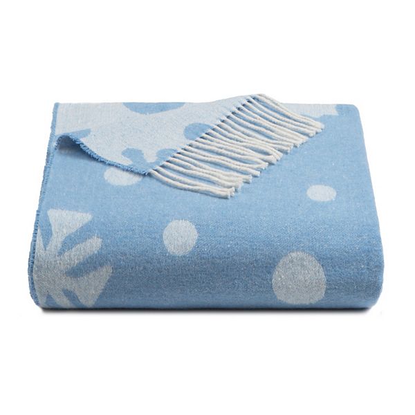 Discover Europe - Made in Italy La Limonaia Tessuti Jacquard Snowflakes Throw - Blue Ivory