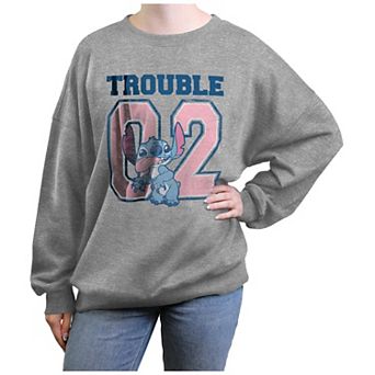Disney's Lilo & Stitch Trouble 02 Juniors' Oversized Graphic Pullover