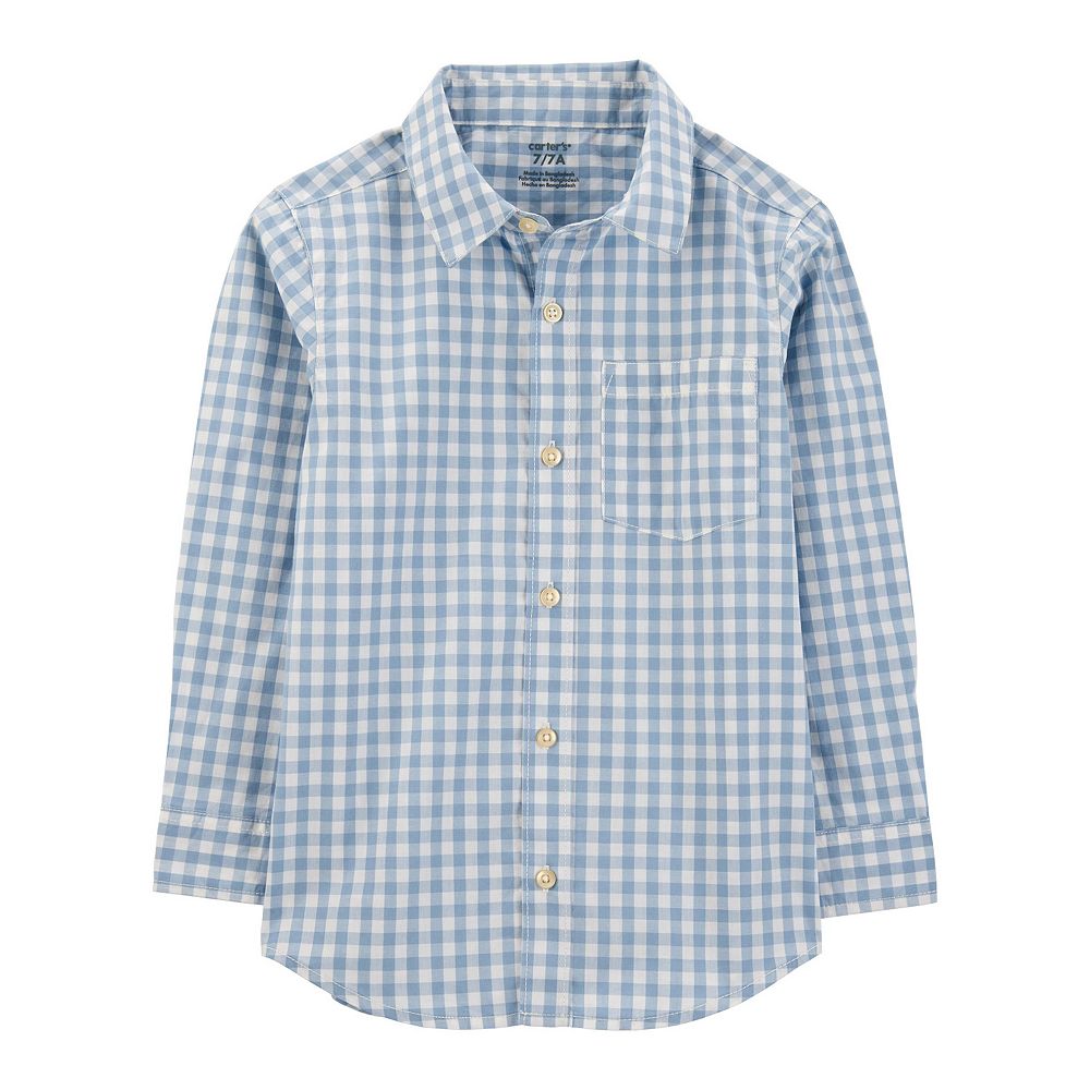 Boys 4-14 Carter's Plaid Woven Long Sleeve Button-Down Shirt