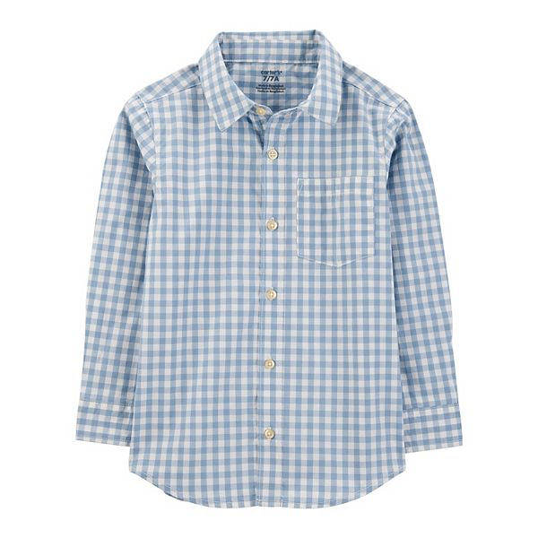 Boys 4-14 Carter's Plaid Woven Long Sleeve Button-Down Shirt