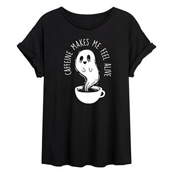 Juniors' Caffeine Makes Me Feel Alive Oversized Tee