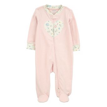 Baby Carter's Striped Heart 2-Way Zip Sleep & Play Pajamas