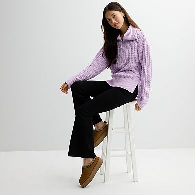 Juniors' Pink Republic Quarter-Zip Chenille Tunic