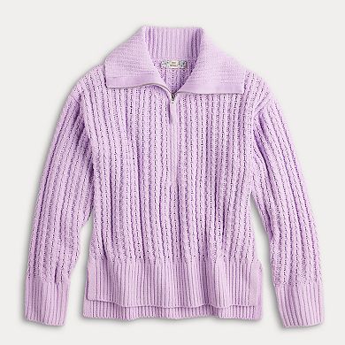 Juniors' Pink Republic Quarter-Zip Chenille Tunic