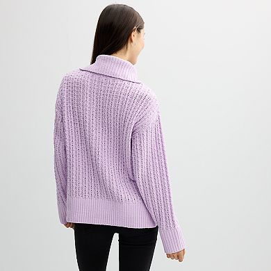 Juniors' Pink Republic Quarter-Zip Chenille Tunic
