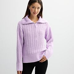 Womens Purple Zip Neck Sweaters Tops Clothing Kohl s