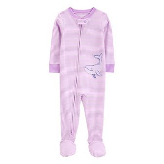Baby Girl Carter's 1 pc Whale Print 100% Snug Fit Cotton Footie Pajamas
