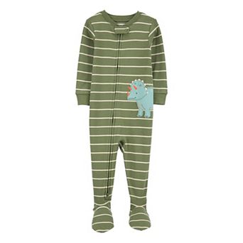 Baby Boy Carter's 1 pc Dinosaur Striped Thermal Footed Pajamas