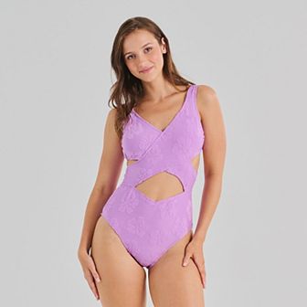 Juniors' Ninety-Nine° Wrap Front Cut-Out One-Piece Swimsuit