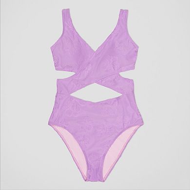Juniors' Ninety-Nine Wrap Front Cut-Out One-Piece Swimsuit