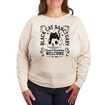 Plus Size Black Cat Sanctuary French Terry Long Sleeve Tee