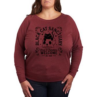Plus Size Black Cat Sanctuary French Terry Long Sleeve Tee