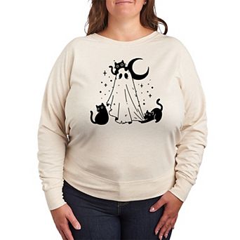 Plus Size Ghost and Cats French Terry Long Sleeve Tee